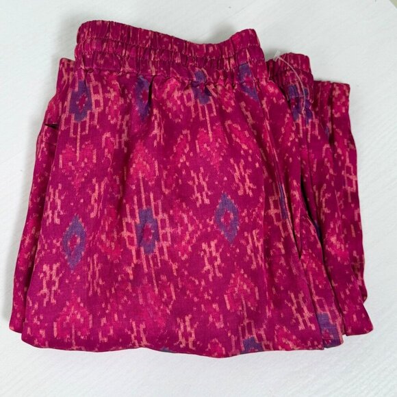 Lauren Ralph Lauren Pants Womens Sz S Geo-Print Satin Shantung Wide Leg Fuchsia - Picture 2 of 10